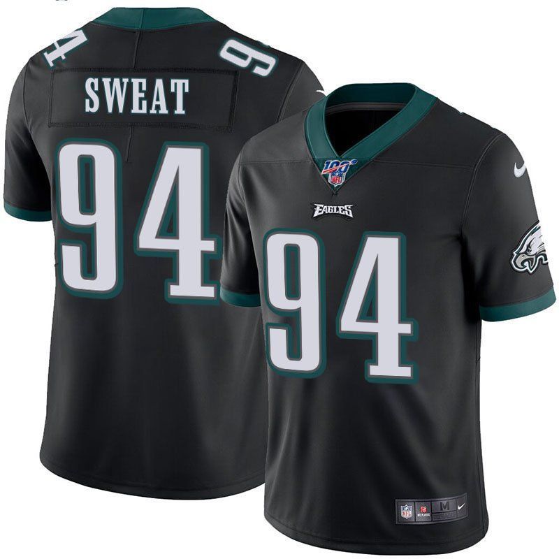 Men Philadelphia Eagles 94 Josh Sweat Nike Black 100th Vapor Limited NFL Jersey